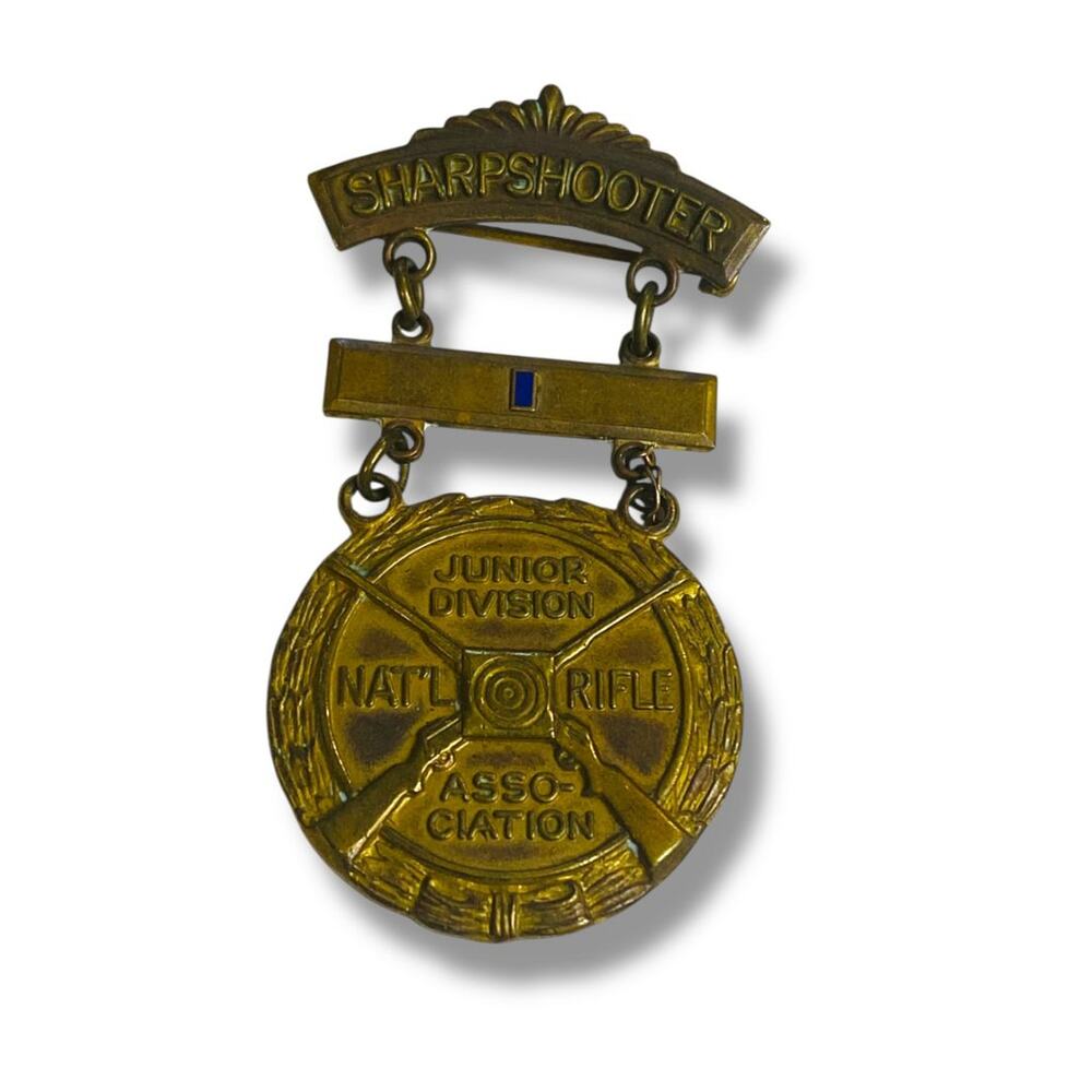 Vintage NRA Sharpshooter Junior Division Badge Pin Medal 2.25" Blackinton